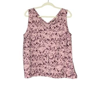 Eddie Bauer mauve pink tie dye double V neck sleeveless blouse.‎ Size L